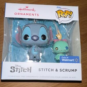 Disney Blue and Green Stitch & Scrump Ornaments